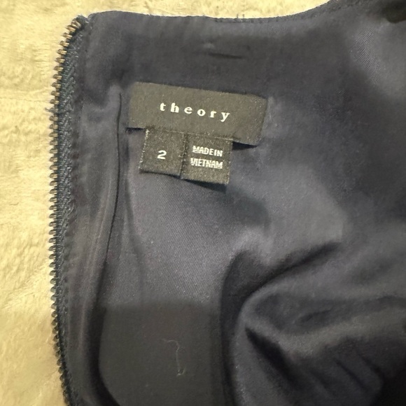 Theory Colete Shift Tweed Dress Sleeveless Wool Blend Pockets navy - Picture 4 of 9